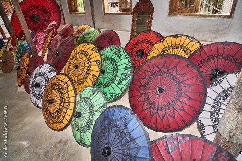Umbrellas display at Inle Lake, Myanmar (Burma)