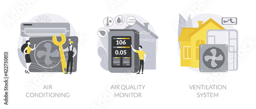 Smart home components abstract concept vector illustrations.
