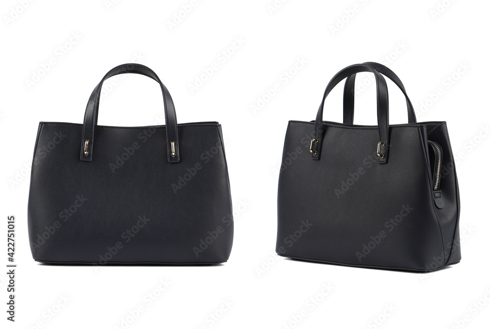 Black women's classic bag. Front and side views Black women's classic bag. Front and side views