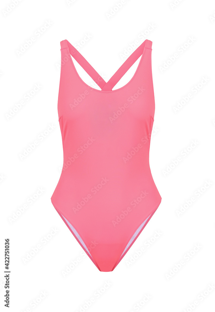 Blank pink swimsuit. Front view