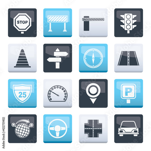 Road and Traffic Icons - vector icon set