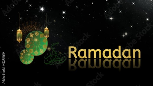footage illustraion ramadhan text background motion black screen.