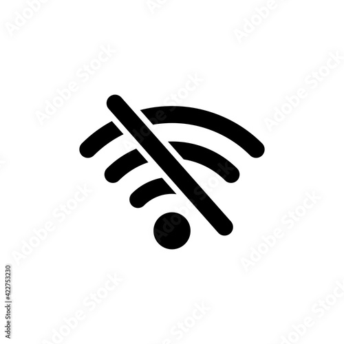 Offline wifi icon. Disconnected wireless network pictogram. No signal. Wireless technology symbol. Vector isolated on white background