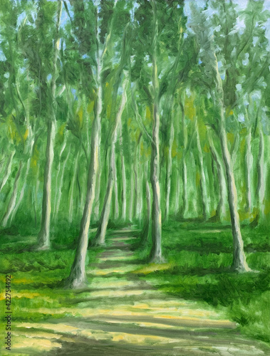 Cuadro en lienzo Eucalyptus Trees Garden Oil Painting, Hand Painted on Canvas