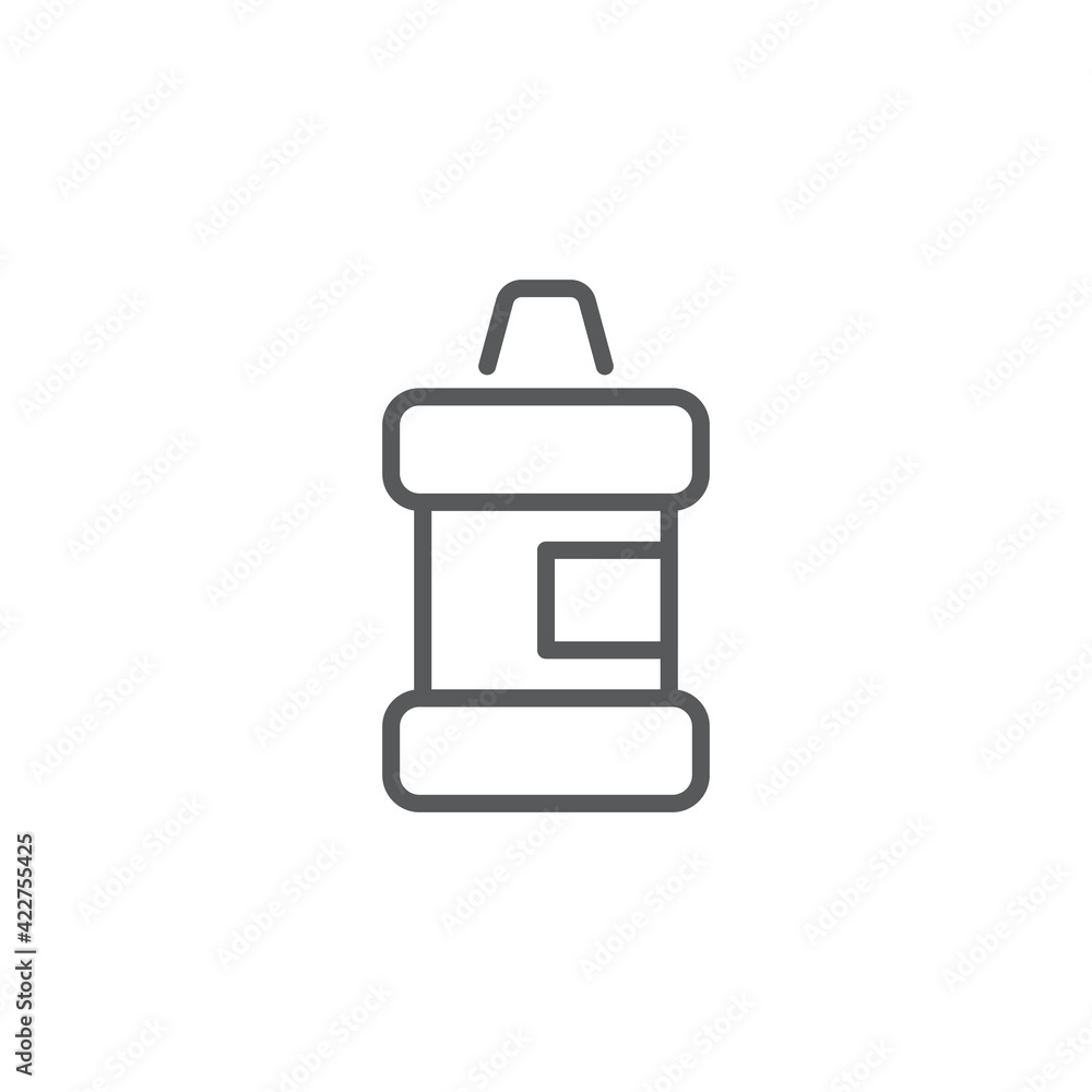 Mouthwash plastic bottle and glass icon isolated on white background. Liquid for rinsing mouth. Oralcare equipment. Set icons colorful. Vector Illustration