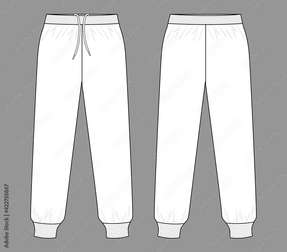 White Tracksuit Pants Template Vector On Gray Background.Front And Back ...
