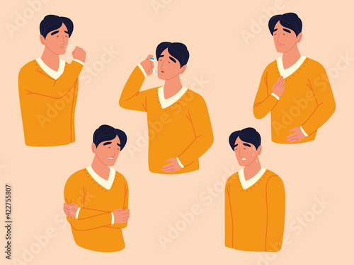 cartoon man asthmatic