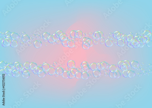 Foam party background with shampoo and soap suds bubbles.