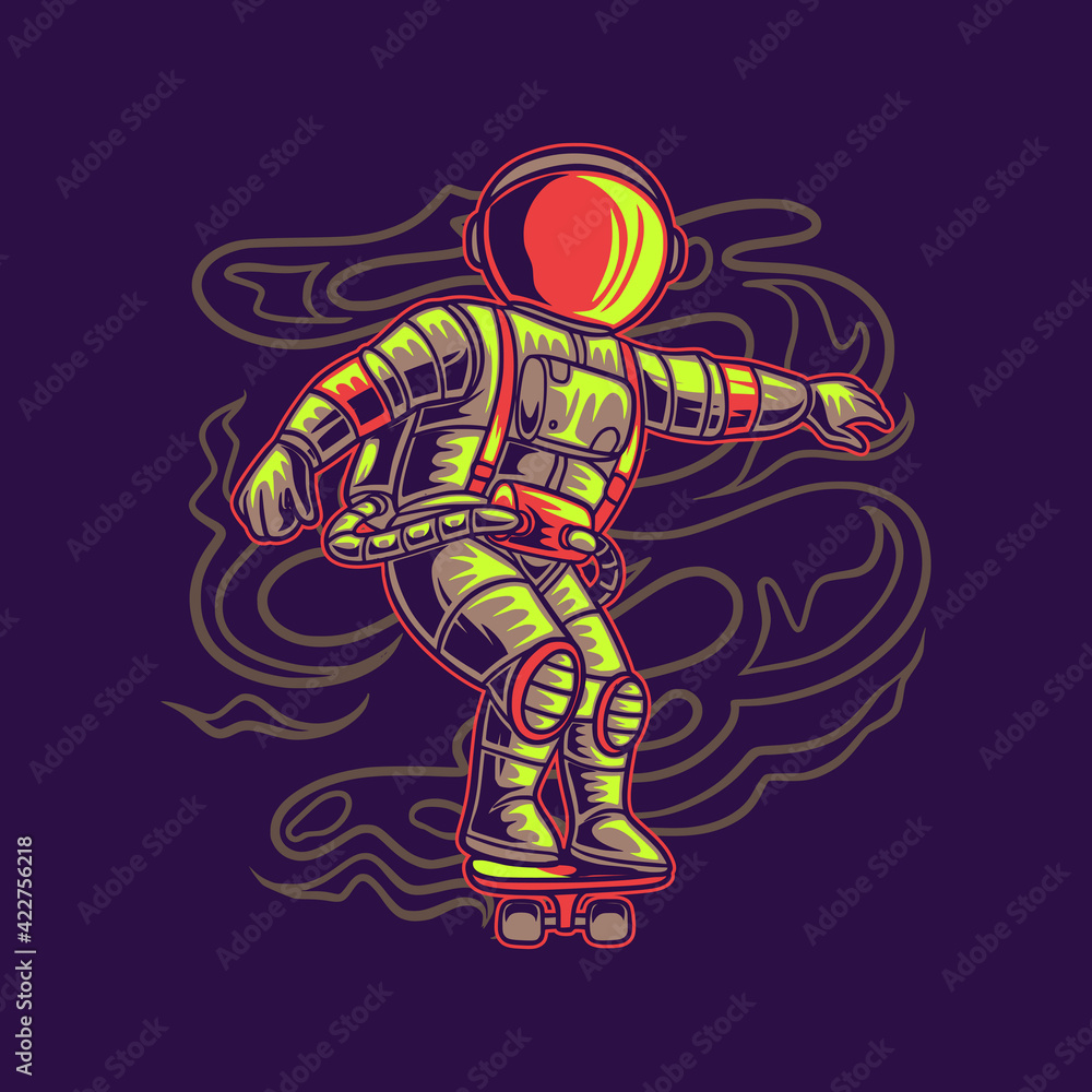 t shirt design astronaut cool with skateboard illustration t shirt design astronaut cool with skateboard illustration