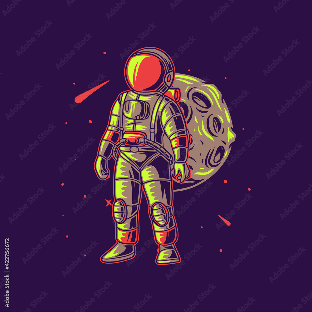 t shirt design astronaut carrying an bag against the moon adventure illustration t shirt design astronaut carrying an bag against the moon adventure illustration