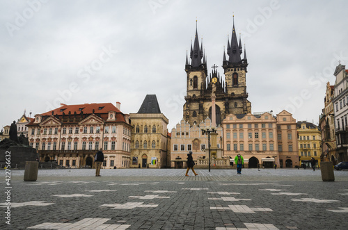 Old Town Square in Prague with 25,000 crosses for covid-19 victims in the Czech Republic