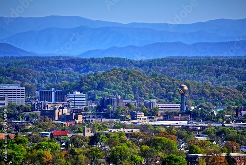 View of Knoxville skyline from a mountain peak. photo
