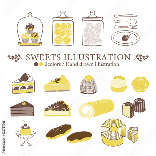 いろいろなお菓子のイラスト-1/素朴なタッチ