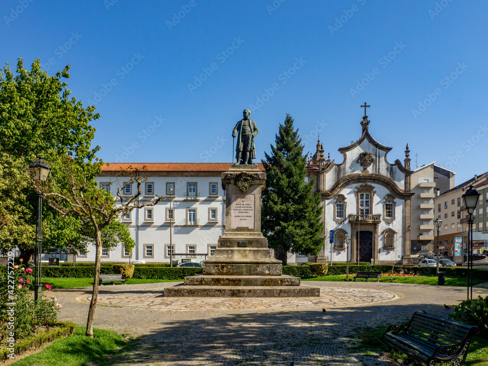 Statue of Bispo Alves Martins in the Garden of Santa Cristina in Viseu, Portugal