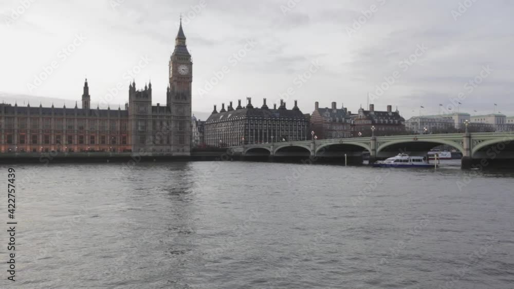 Tourist Boat Pass Under Westminster Bridge in London Tourist Boat Pass Under Westminster Bridge in London