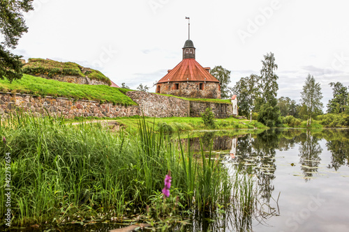 Bank of the Vuoksa river near the Korela fortress. Priozersk. Leningrad region. Russia photo