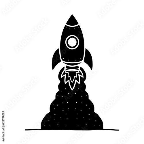 Rakete hebt ab, Vektorgrafik - Zukunft / Motivation / Startup / Anfang / Ziel / Vision