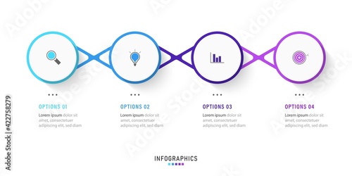 Vector Infographic label design template with icons and 4 options or steps. Can be used for process diagram, presentations, workflow layout, banner, flow chart, info graph.