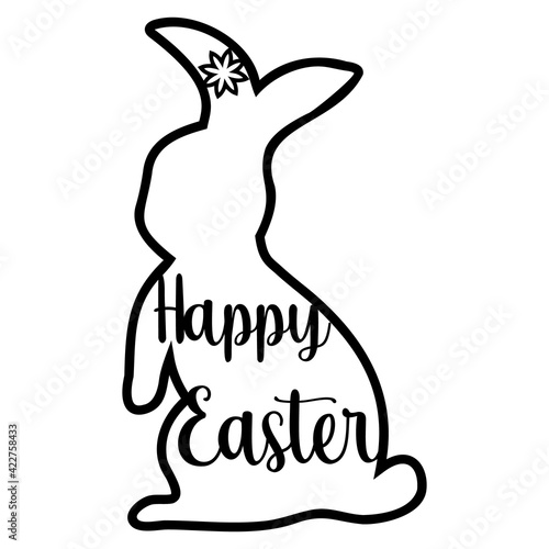 Happy easter laser-cut Easter bunny rabbit. Hare for die cutting. Laser cutting rabbit template easter bunny