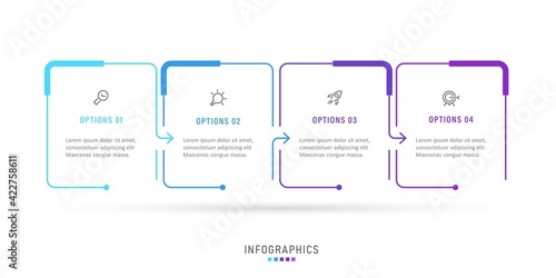 Vector Infographic label design template with icons and 4 options or steps. Can be used for process diagram, presentations, workflow layout, banner, flow chart, info graph.