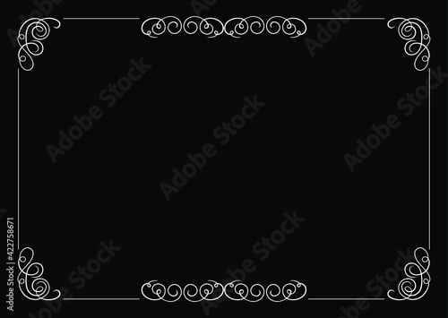 Vector Calligraphic Frame Template, Calligraphic Design Element, Old Movie Vintage Style.
