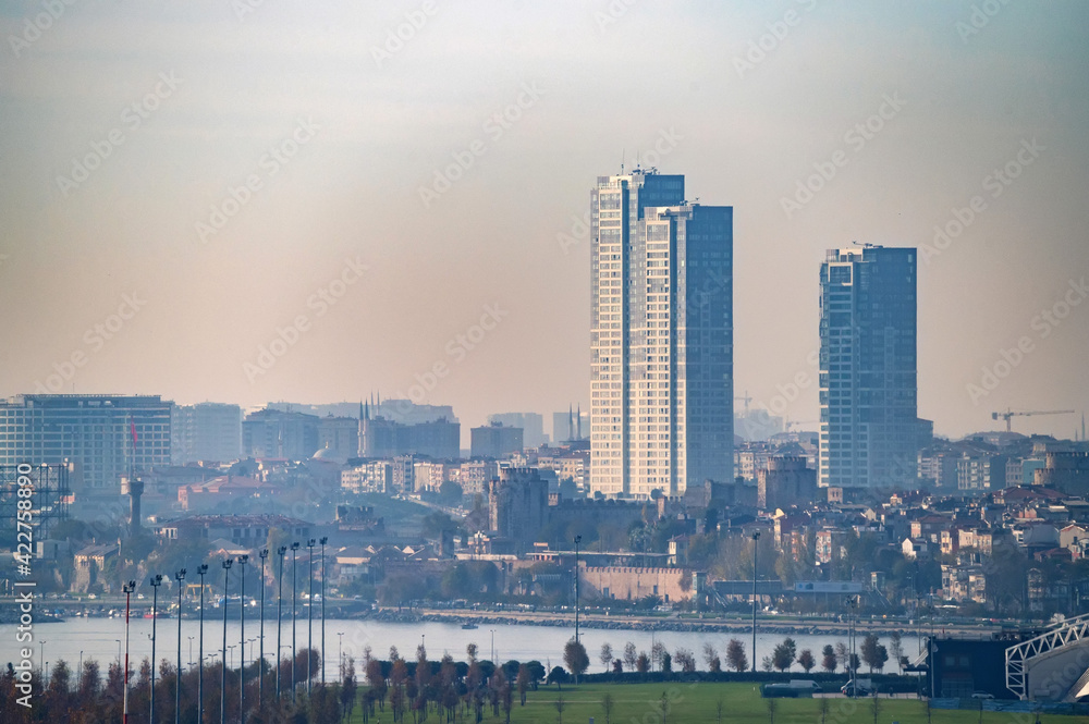 Fototapeta premium Beautiful panoramic view on Istanbul, Turkey over Bosphorus
