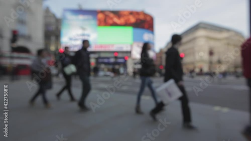 Blurry Neon Lights Advertisements at Piccadilly Circus London photo