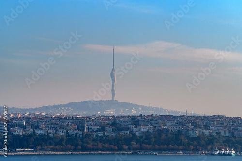 Canvas Print New Kucuk Camlica TV Radio Tower in Istanbul, Turkey.