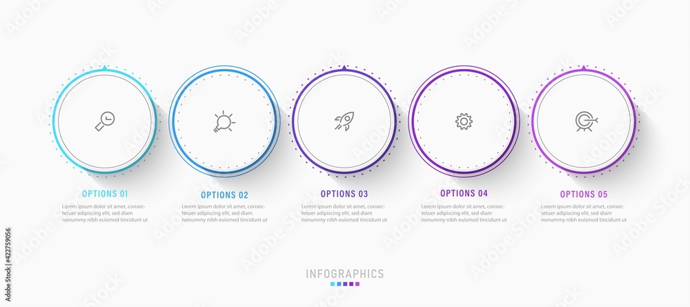 Vector Infographic label design template with icons and 5 options or steps. Can be used for process diagram, presentations, workflow layout, banner, flow chart, info graph.