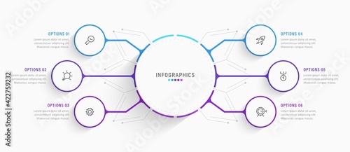 Vector Infographic label design template with icons and 6 options or steps. Can be used for process diagram, presentations, workflow layout, banner, flow chart, info graph.