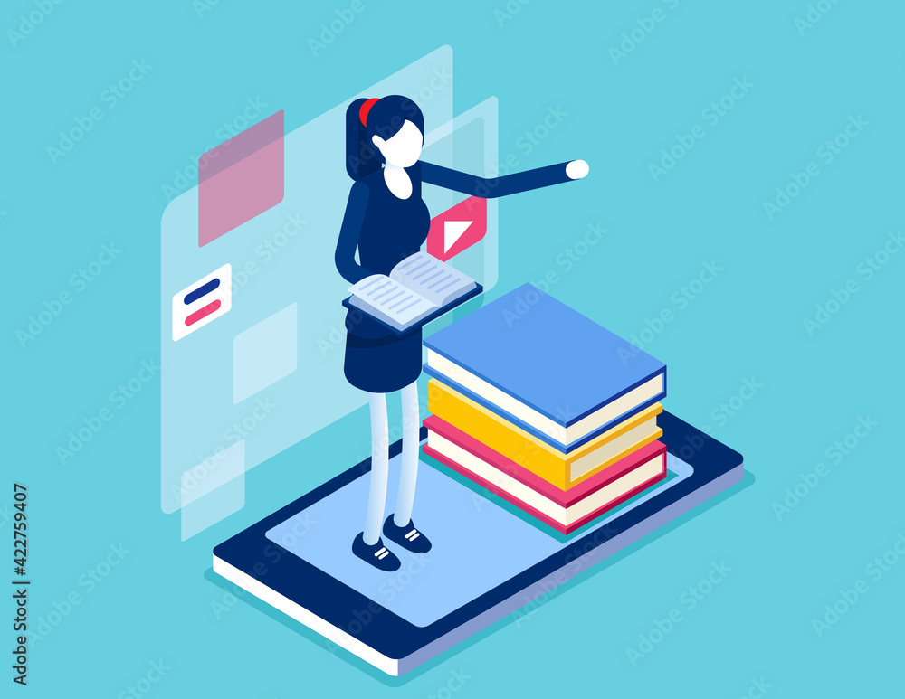 Online instruction. Study courses training tutorial. Isometric vector concept Online instruction. Study courses training tutorial. Isometric vector concept