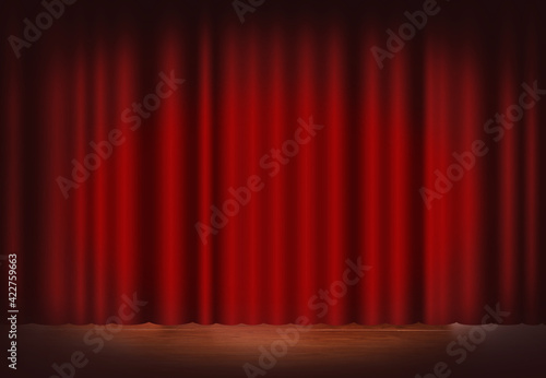 Red Stage curtain on theater or cinema stage