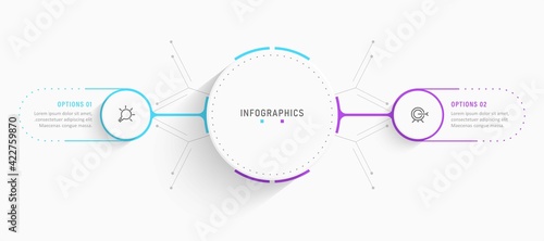 Vector Infographic label design template with icons and 2 options or steps. Can be used for process diagram, presentations, workflow layout, banner, flow chart, info graph.