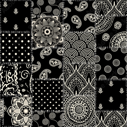 Patchwork textile pattern. Seamless quilting design background.