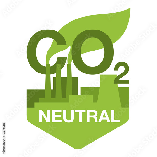 CO2 neutral sticker with factory silhouette