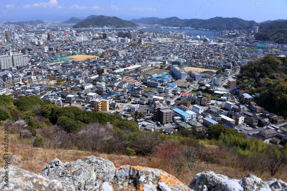 Fototapeta premium 皿ヶ峰から市街地を望む 2021春 (高知県 高知市)