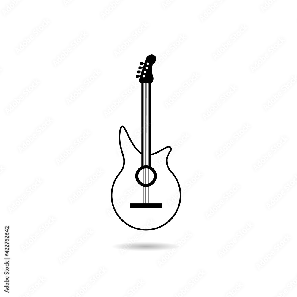 Fototapeta premium Acoustic guitar musical instrument line art vector icon for music applications and websites set of acoustic and electric guitars. Vector illustration.