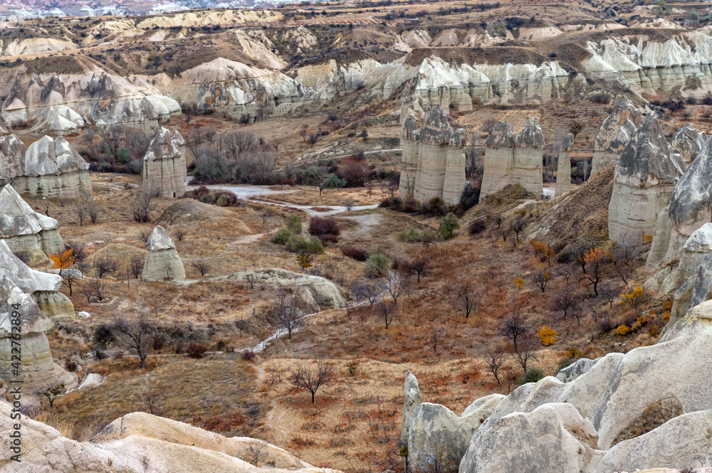 Amazing rocks in Love Valley in Cappadocia, Goreme, Turkey