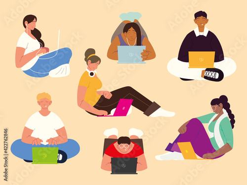 people using laptop