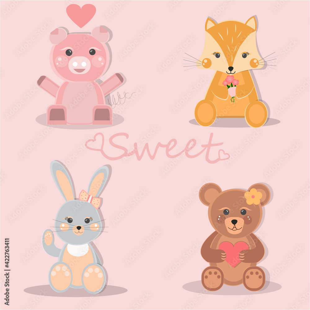 set of cute animals set of cute animals