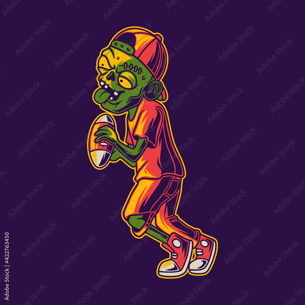 t shirt design zombies catch the ball football illustration t shirt design zombies catch the ball football illustration