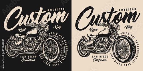 American custom motorcycle print