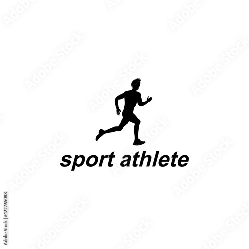 run sport athlete marathon logo design vector