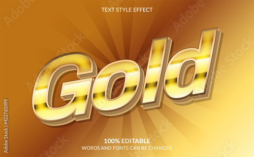 Editable text effect, Gold text style