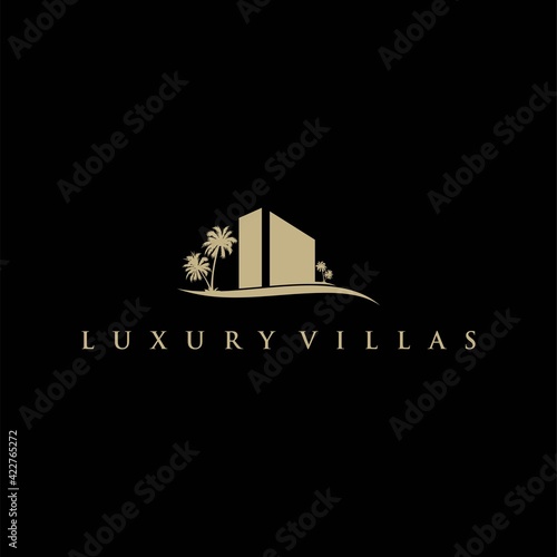 luxury villas hotel logo design vector photo