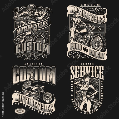 Motorcycle vintage labels