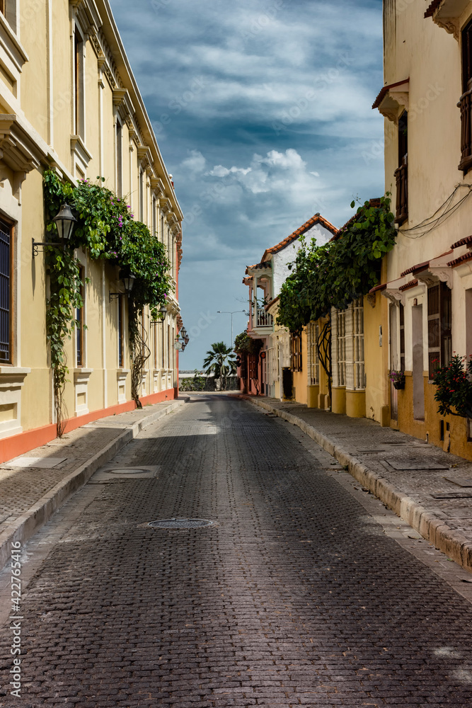 Fototapeta premium narrow street in the old town cartagena de indias