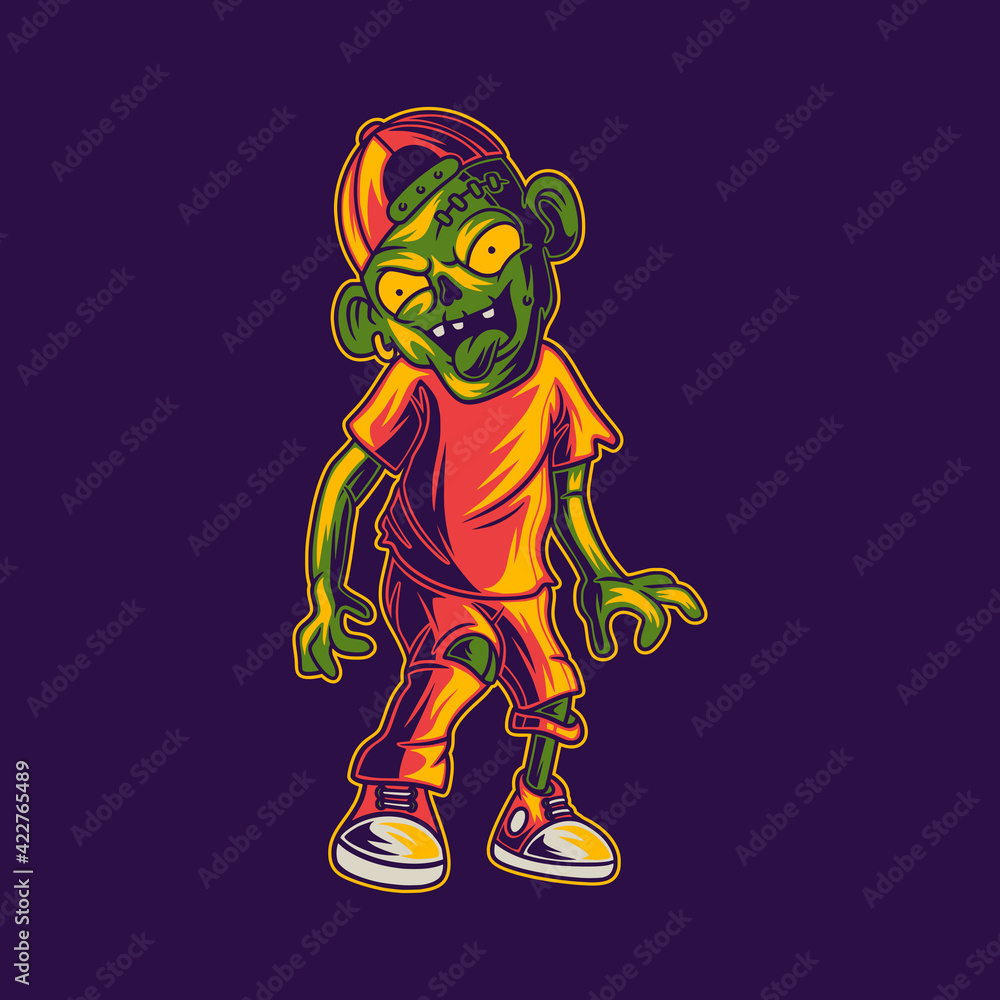 t shirt design zombie walking dragging feet illustration t shirt design zombie walking dragging feet illustration