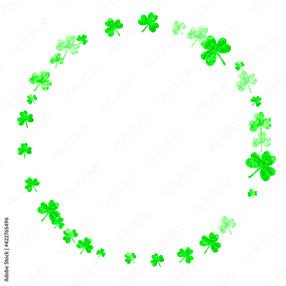 St patricks day background with shamrock. Lucky trefoil confetti. Glitter frame of clover leaves. Template for special business offer, banner, flyer. Festive st patricks day backdrop. St patricks day background with shamrock. Lucky trefoil confetti. Glitter frame of clover leaves. Template for special business offer, banner, flyer. Festive st patricks day backdrop.
