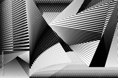 Abstract halftone lines black andwhite background, geometric dynamic pattern, vector modern design texture. photo